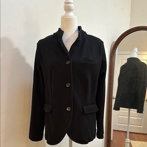 EUC Banana Republic Black Women's Military Pique Knit Blazer Button Jacket